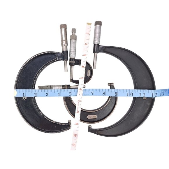 Vintage Starrett Outside Micrometers # 436 Set Of 4 Ratchet Stop Knurled Black - Picture 11 of 11